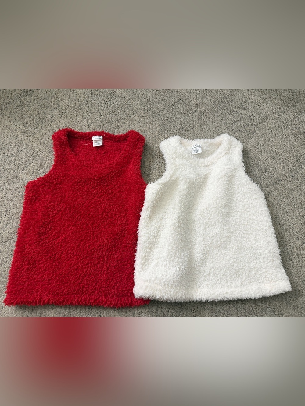 Art Class Fuzzy Plush Sleep Tank Bundle Red White Kids L 10/12 2 Pack